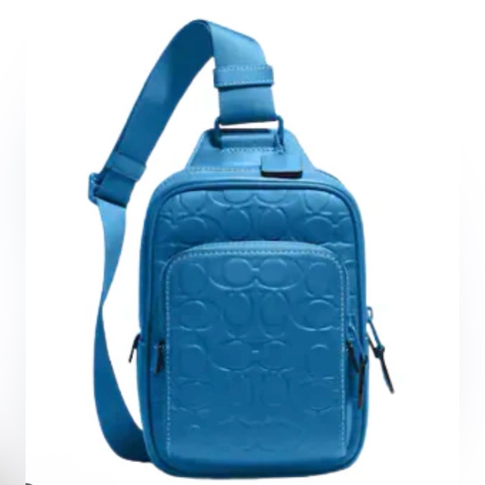 COACH TRACK PACK Men Unisex SIGNATURE LEATHER Blue Jay CH072 - Picture 1 of 8